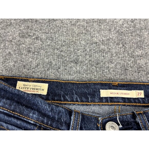 Levis Wedgie Straight Jeans Womens 27 Blue Denim High Rise Ankle Button Fly - Picture 2 of 11